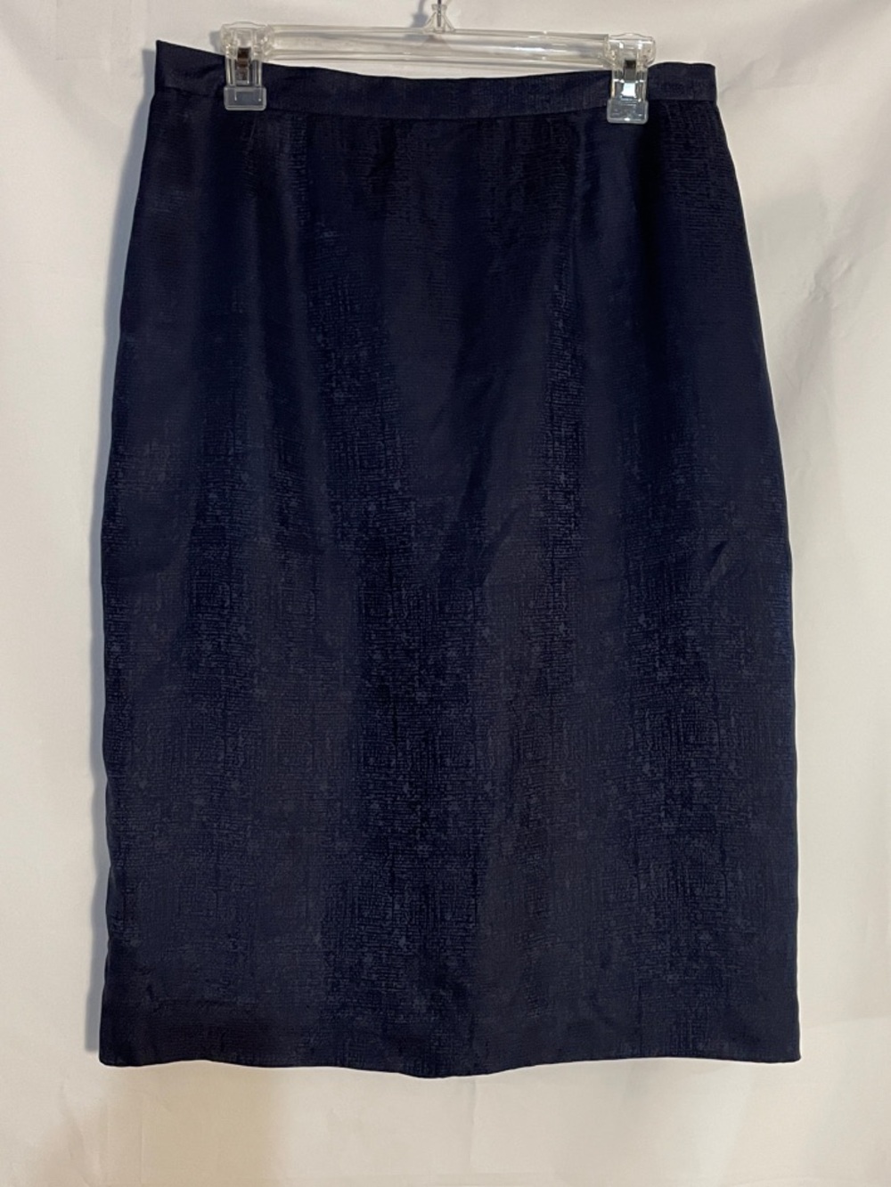 Vintage 100% Silk Papell Boutique Navy Textured Pencil Skirt, size 14